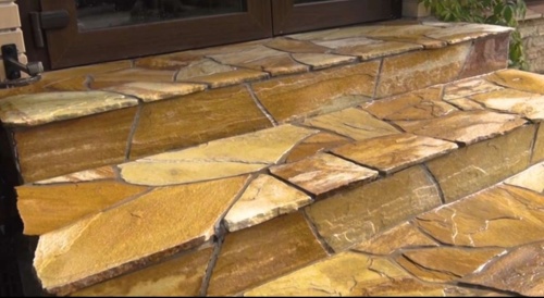 Плитняк златолит жёлтый золотистый для отмостки купить в Чите